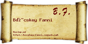 Böcskey Fanni névjegykártya